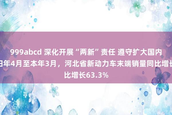 999abcd 深化开展“两新”责任 遵守扩大国内需求｜旧年4月至本年3月，河北省新动力车末端销量同比增长63.3%