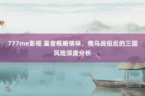 777me影视 曩昔概略情味，俄乌战役后的三国风险深度分析