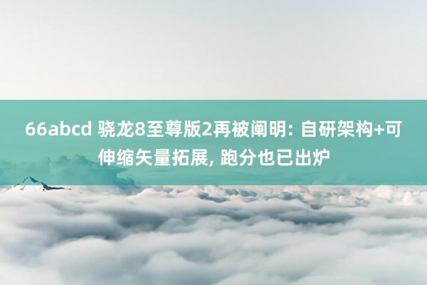 66abcd 骁龙8至尊版2再被阐明: 自研架构+可伸缩矢量